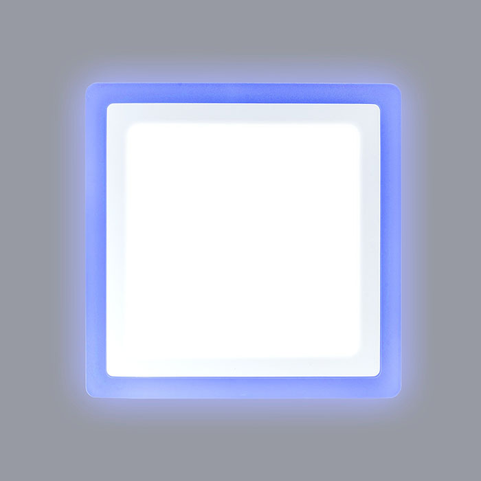 квадратный светодиодный светильник с синей подсветкой